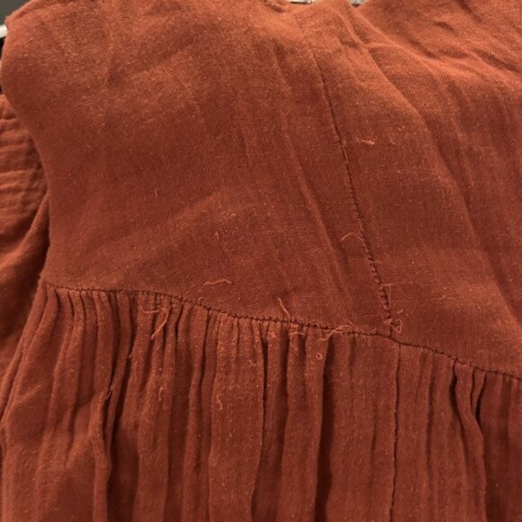 Anthropologie Kallie Flowy Maxi Dress Brown Crinkled Cotton Gauze Empire Waist - Picture 11 of 16